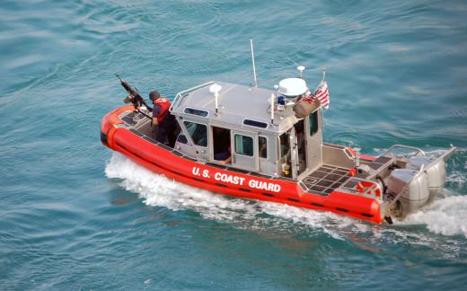 U.S. Coast Guard harbor patrol boats are often used to direct private boaters away from coast lines before tropical storms.